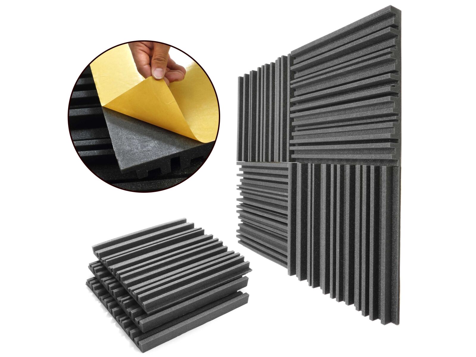 Samolepící akustická pěna klíny grafit 30x30x5 cm