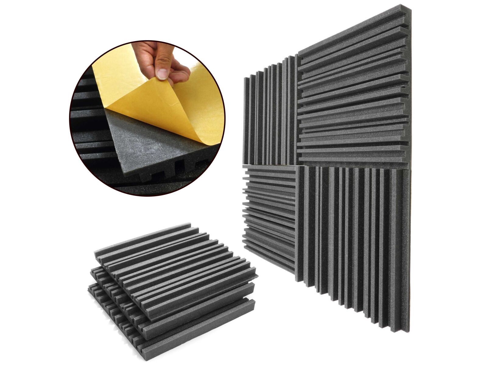 Samolepící akustická pěna klíny grafit 50x50x5 cm
