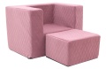 Dětské křesílko + taburet Matt růžové