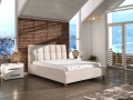 Postel Aston 120x200 cm, standardní čelo 106 cm, verze standard, s úložným prostorem + zvedací rošt, F4 nožky chrom, Madryt 107