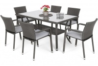 Zahradní sestava Sumba Dark Grey 6+1 s podsedáky