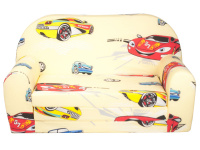 Dětská rozkládací mini pohovka Autíčka žlutá