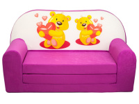 Dětská rozkládací mini pohovka Medvídci růžová