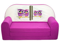Dětská rozkládací mini pohovka Sovy růžová