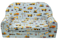 Dětská rozkládací mini pohovka Nákladní auta šedá