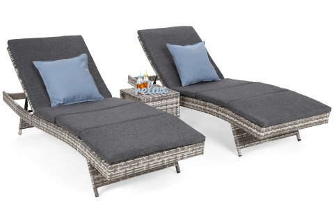 Sestava lehátek Bora Bora Light Grey / Grey Melange + stolek
