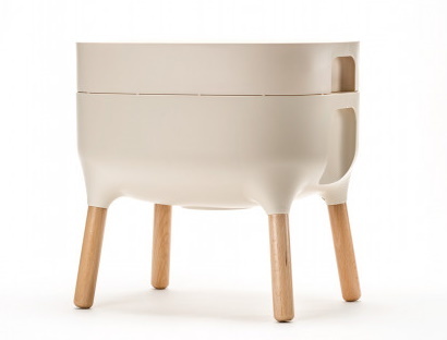 Samozavlažovací nízká pěstební nádoba Urbalive, béžová