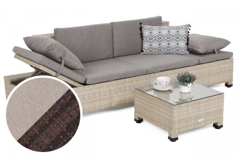 Zahradní ratanová pohovka Milano Brown Mat / Brown Melange