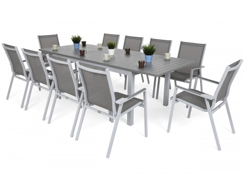 Rozkládací zahradní sestava Venosa Atella Light Grey / Medium Grey 10+1