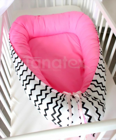 Hnízdečko pro miminko cik cak černá - růžová