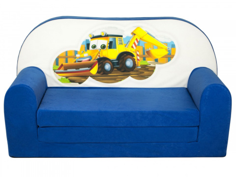 Dětská rozkládací mini pohovka Bagr modrá