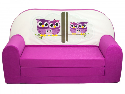 Dětská rozkládací mini pohovka Sovy růžová