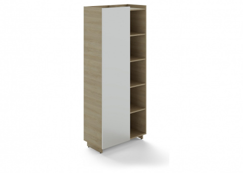 Kombinovaná skříň Trevix 213 cm levá varianta, dub pískový / bílá lesk