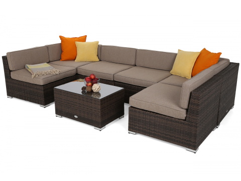 Zahradní ratanová pohovka Kansas Maxi Brown / Brown Melange