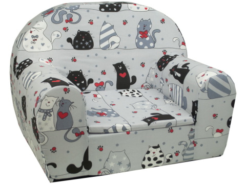 Dětské křesílko Zamilované kočky šedé