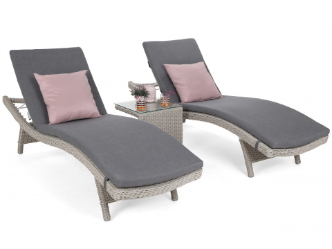 Sestava lehátek Marbella White / Grey + stolek