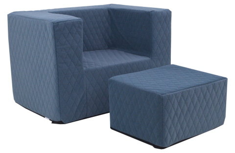 Dětské křesílko + taburet Matt modré