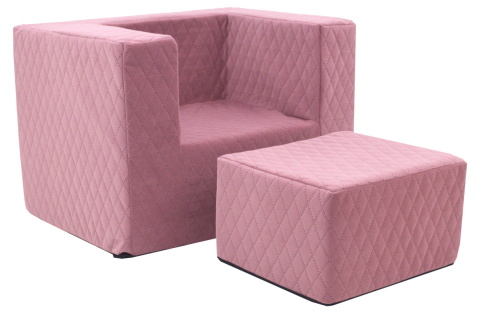 Dětské křesílko + taburet Matt růžové