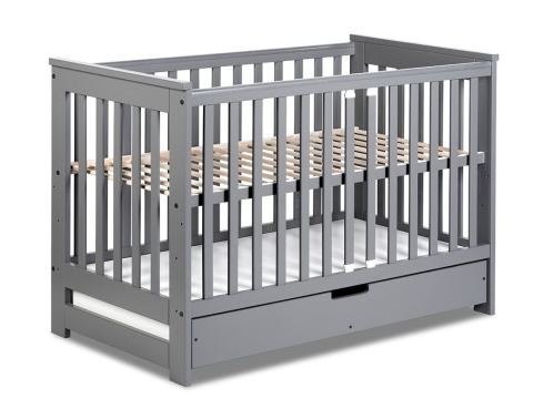 Dětská postýlka Iwo se šuplíkem a zábranou 120x60 cm