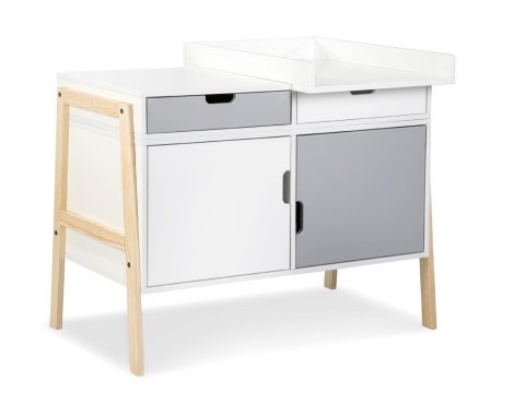 Komoda Hugo 3v1 s přebalovacím pultem - bílá / šedá