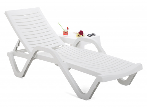 Zahradní lehátko Havana Basic White + stolek
