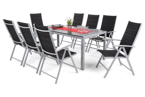 Zahradní sestava Ibiza Pollywood 185 cm Silver / Black 8+1 