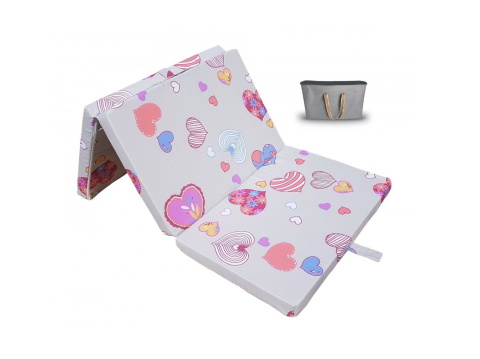 Dětská skládací matrace Srdíčka s cestovní taškou 4,5 cm 60x120 cm
