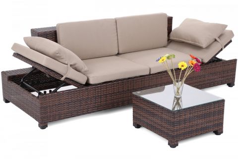 Zahradní ratanová pohovka Milano Brown / Taupe