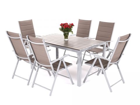 Zahradní sestava Ibiza Pollywood 150 cm Silver / Taupe 6+1