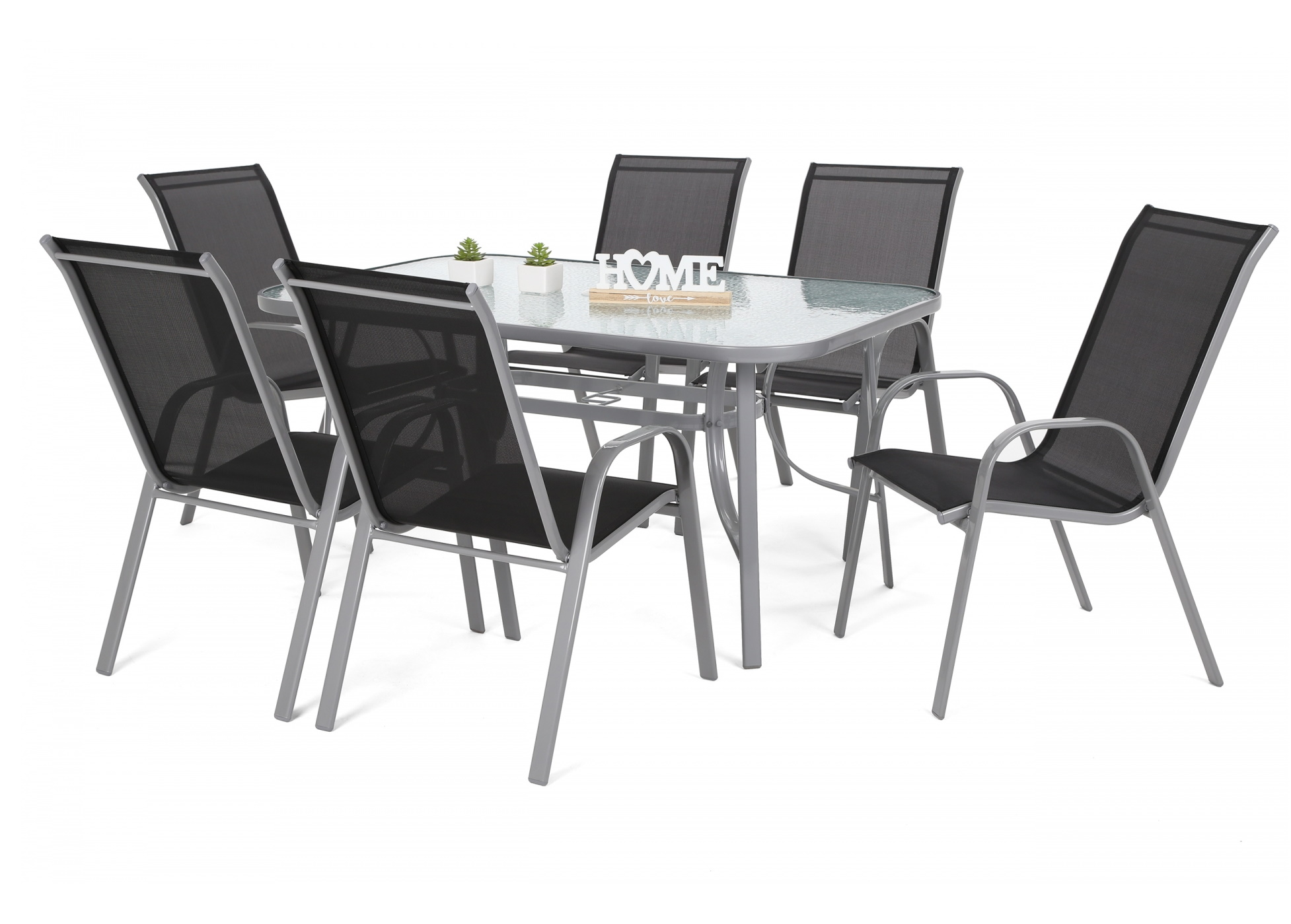 Home&Garden Zahradní sestava Sevilla Silver / Black 6+1