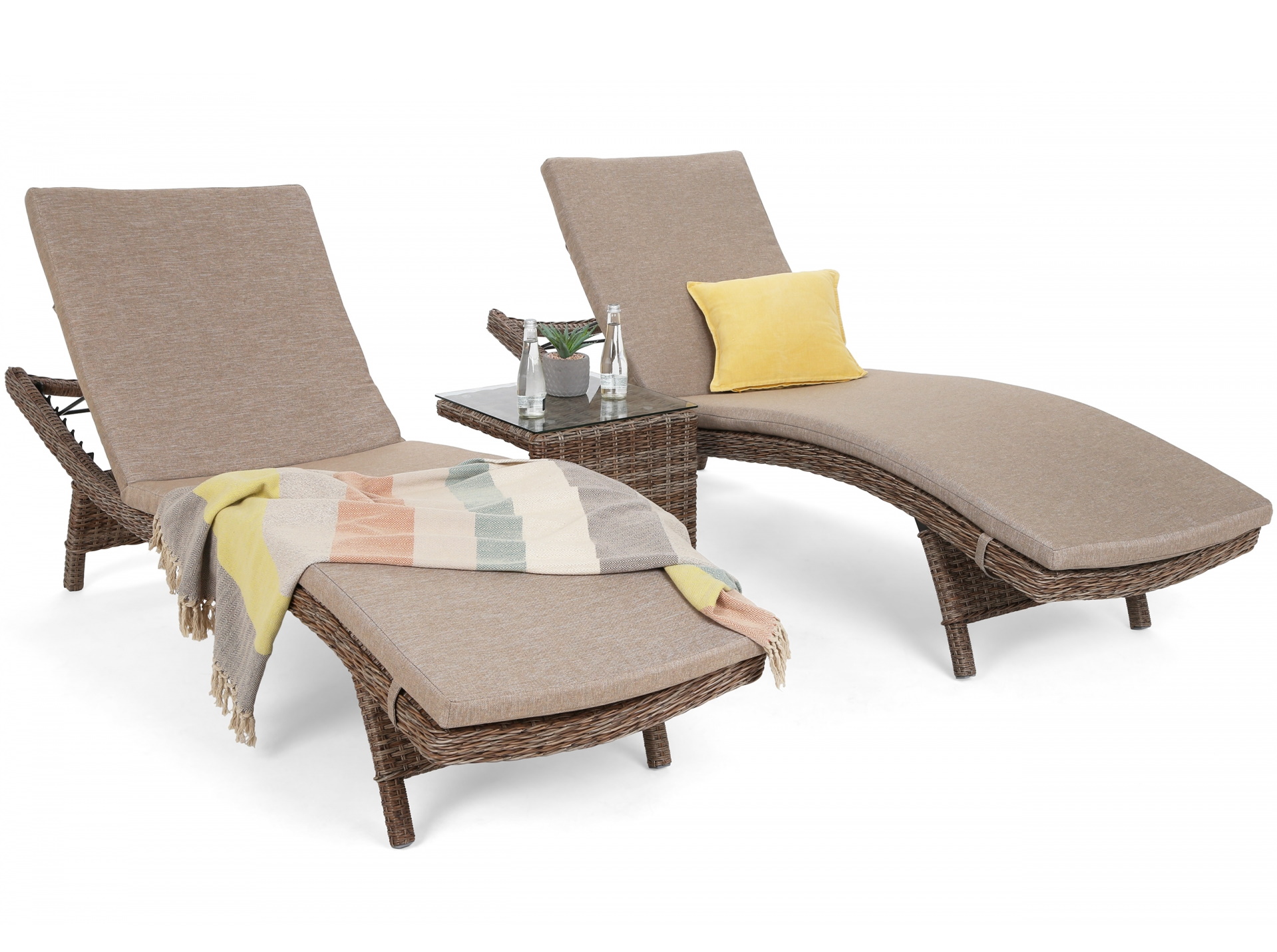 Levně Home&Garden Sestava lehátek Marbella Ginger / Brown Melange + stolek