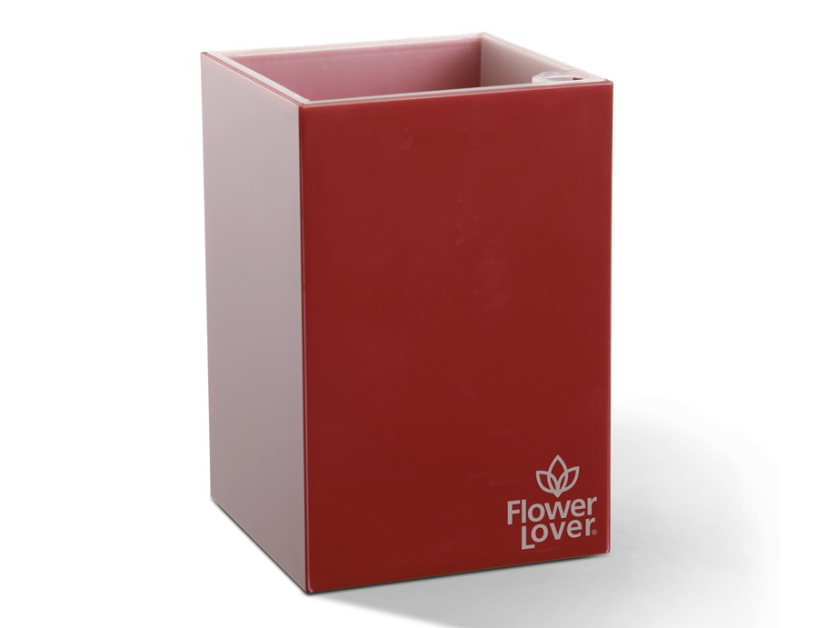 Levně Plastkon Samozavlažovací květináč Cubico 9x9x13,5 cm, červený
