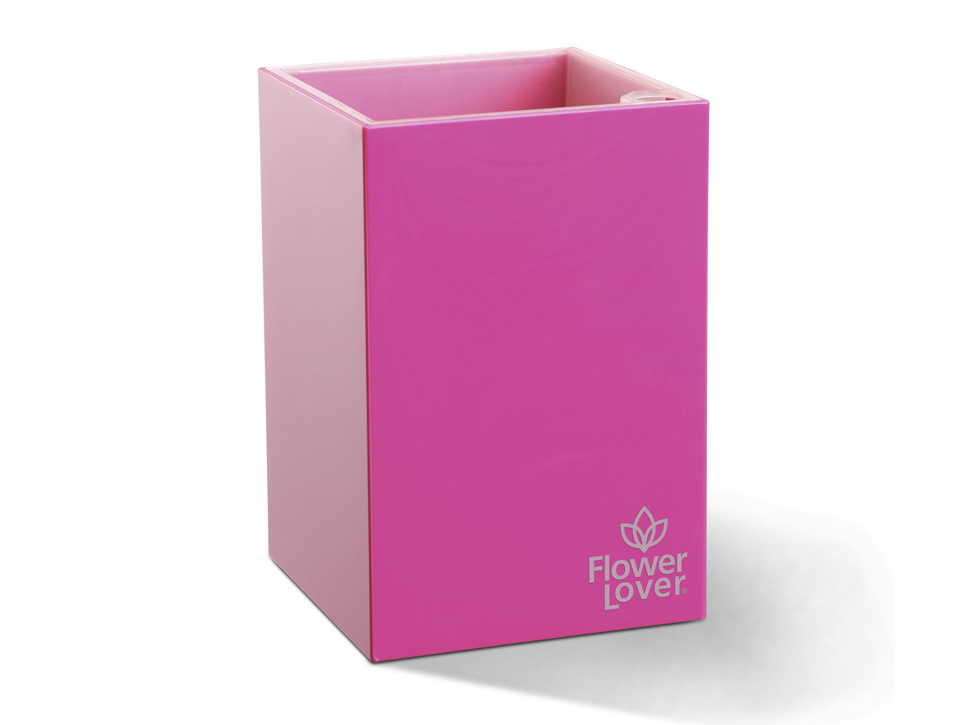 Levně Plastkon Samozavlažovací květináč Cubico 9x9x13,5 cm, růžový