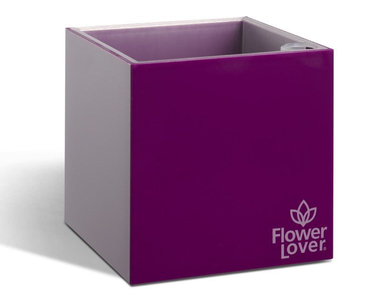 Levně Plastkon Samozavlažovací květináč Cubico 9x9x9 cm, fialový
