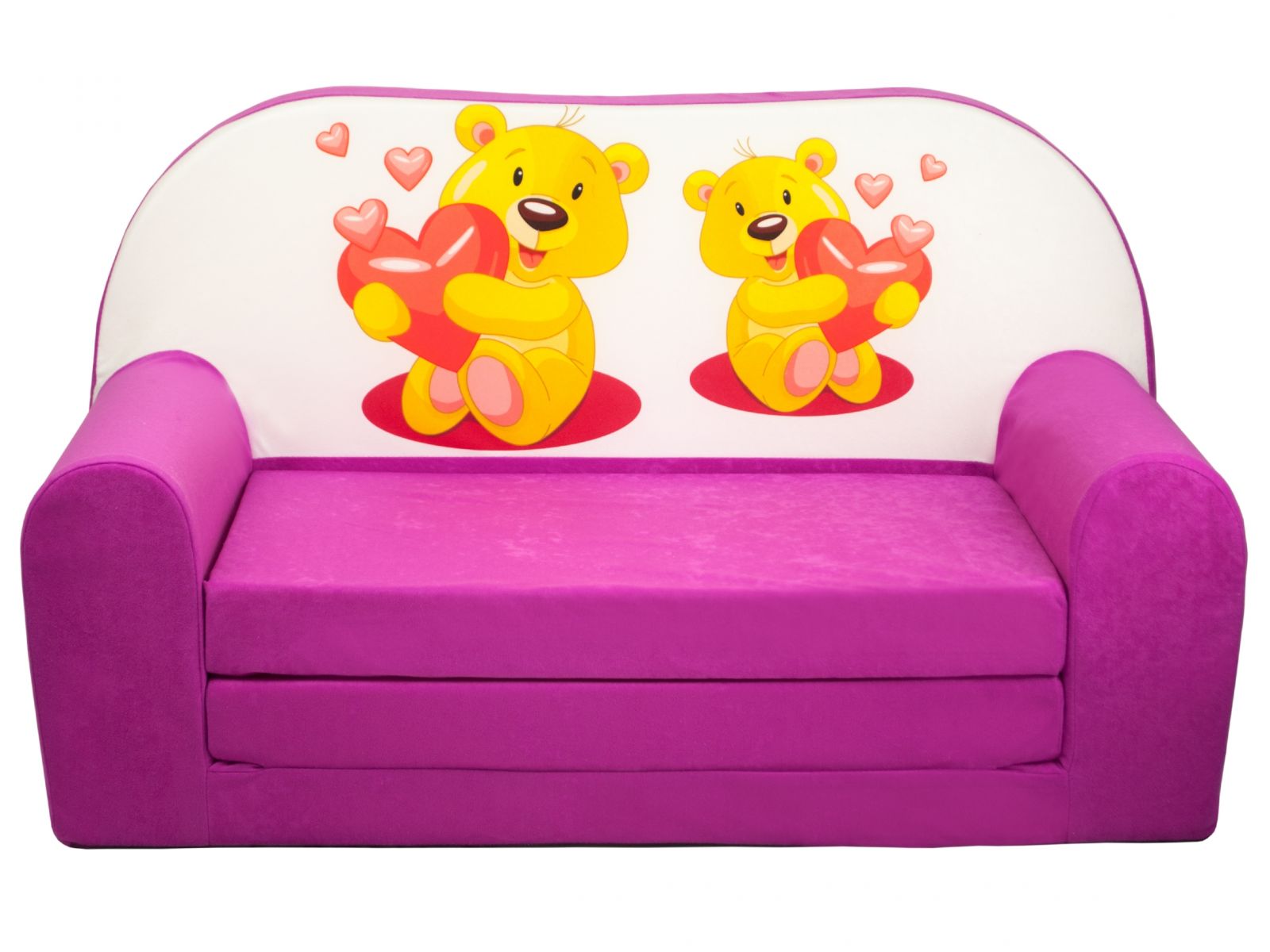 Dětská rozkládací mini pohovka Medvídci růžová