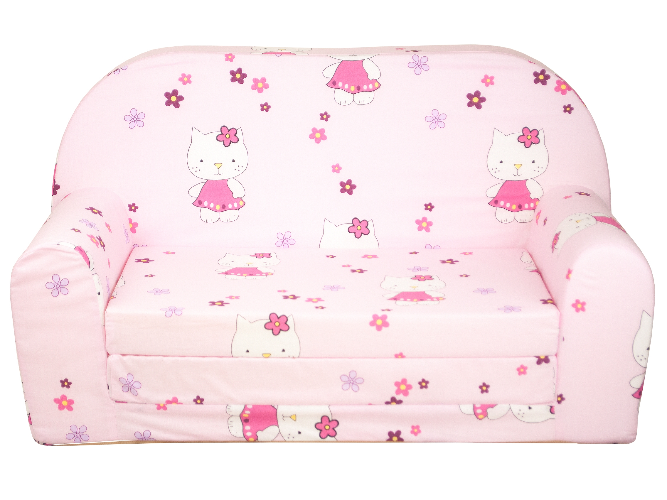 Dětská rozkládací mini pohovka Kočky růžová Dětská rozkládací mini pohovka Kočky růžová
